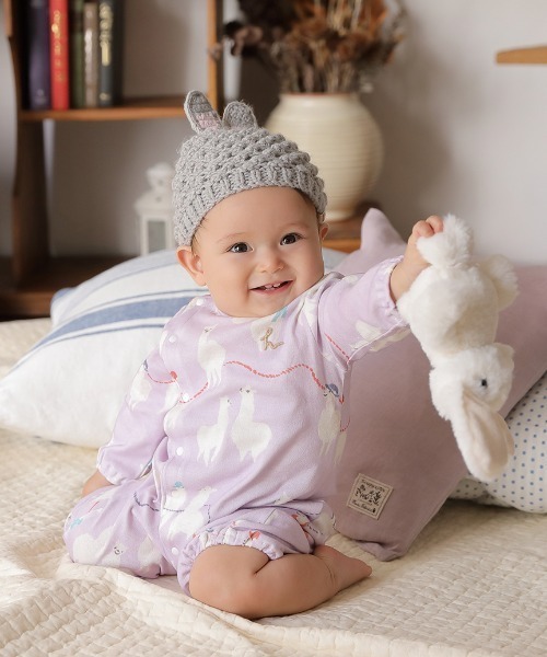 HAKKA BABY（ハッカベビー）の「[ベビー]アニマルモチーフニット帽子（ニットキャップ/ビーニー・キッズ・ブラウン/グレー/オフホワイト/ピンク/イエロー/グリーン/マスタード/キャメル・48）」の12枚目の写真