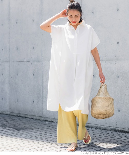 coca（coca）（コカ）の「ロングシャツワンピース（シャツワンピース・レディース・ホワイト/ブラック・ONE SIZE）」の10枚目の写真