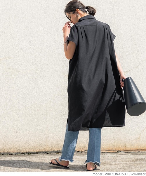 coca（coca）（コカ）の「ロングシャツワンピース（シャツワンピース・レディース・ホワイト/ブラック・ONE SIZE）」の6枚目の写真