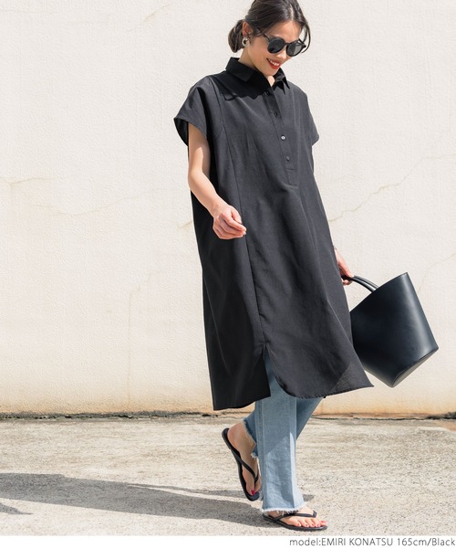 coca（coca）（コカ）の「ロングシャツワンピース（シャツワンピース・レディース・ホワイト/ブラック・ONE SIZE）」の8枚目の写真