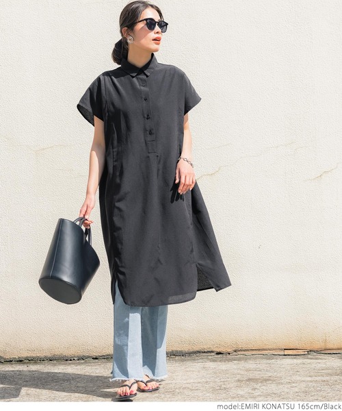 coca（coca）（コカ）の「ロングシャツワンピース（シャツワンピース・レディース・ホワイト/ブラック・ONE SIZE）」の9枚目の写真