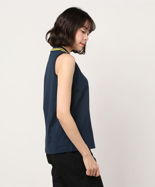 A BATHING APE（アベイシングエイプ）の「APE HEAD ONE POINT SLEEVELESS POLO L（ポロシャツ・レディース・ホワイト/ネイビー・SMALL/X-SMALL）」の3枚目の写真