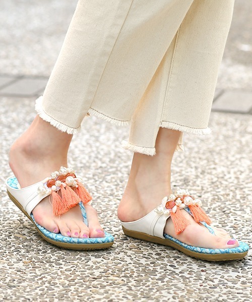 チチカカ（チチカカ）の「タッセルビーズトングサンダル（サンダル・レディース・ブラック/オフホワイト/イエロー・MEDIUM/LARGE）」の22枚目の写真