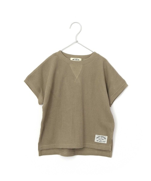 MAKE YOUR DAY（メイクユアデイ）の「ワッフルフレンチTシャツ■80～140cm（Tシャツ/カットソー・キッズ・ベージュ/アイボリー/ピンク/その他・90/120/100/80/110/140/130）」の2枚目の写真