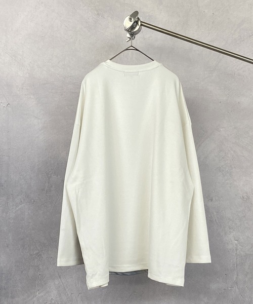 Beno（ビーノ）の「ストレッチR/Tスムース アートデザイン貼付け ルーズシルエット ロングスリーブTEE（Tシャツ/カットソー・メンズ・ライトベージュ/オフホワイト/ラベンダー/ブラック/サックスブルー・FREE）」の7枚目の写真