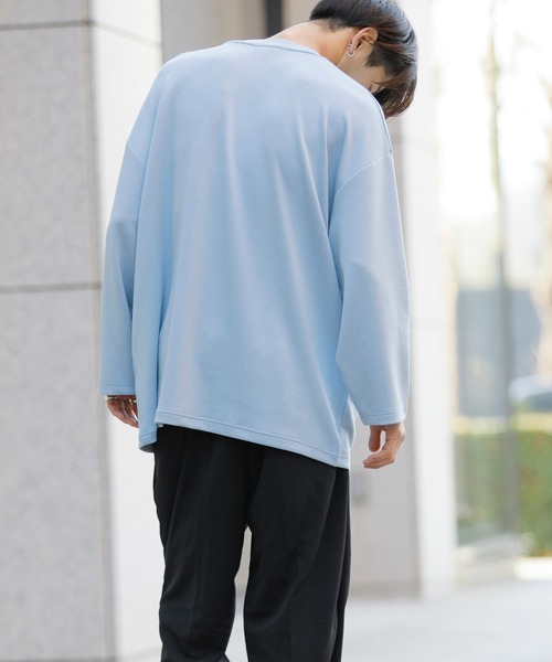 Beno（ビーノ）の「ストレッチR/Tスムース アートデザイン貼付け ルーズシルエット ロングスリーブTEE（Tシャツ/カットソー・メンズ・ライトベージュ/オフホワイト/ラベンダー/ブラック/サックスブルー・FREE）」の16枚目の写真