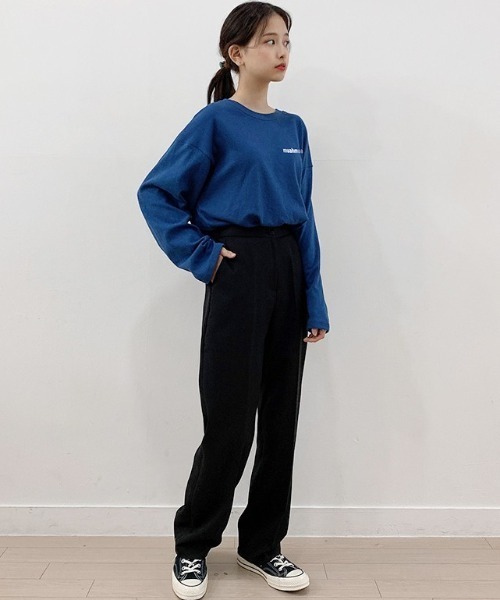 muahmuah(ムーアムーア)の「A'GEM/9 × .kom『muah muah/ムーアムーア』SIGNATURE LOGOLINE T-SHIRT/シグネチャー ロゴライン ロングスリーブTシャツ(Tシャツ/カットソー・レディース・アイボリー/ブラック/グレー/ライトブルー/インディゴブルー/ホワイト・FREE)」の16枚目の写真