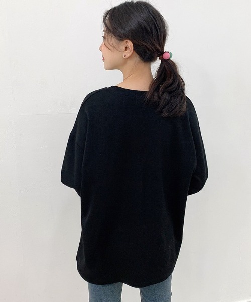 muahmuah(ムーアムーア)の「A'GEM/9 × .kom『muah muah/ムーアムーア』SIGNATURE LOGOLINE T-SHIRT/シグネチャー ロゴライン ロングスリーブTシャツ(Tシャツ/カットソー・レディース・アイボリー/ブラック/グレー/ライトブルー/インディゴブルー/ホワイト・FREE)」の11枚目の写真