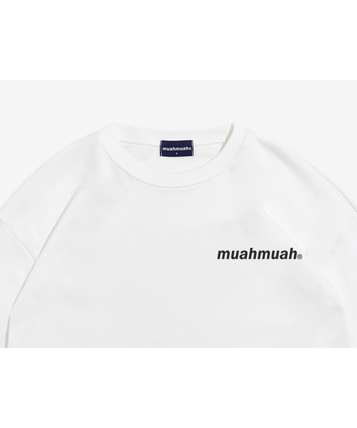 muahmuah(ムーアムーア)の「A'GEM/9 × .kom『muah muah/ムーアムーア』SIGNATURE LOGOLINE T-SHIRT/シグネチャー ロゴライン ロングスリーブTシャツ(Tシャツ/カットソー・レディース・アイボリー/ブラック/グレー/ライトブルー/インディゴブルー/ホワイト・FREE)」の18枚目の写真