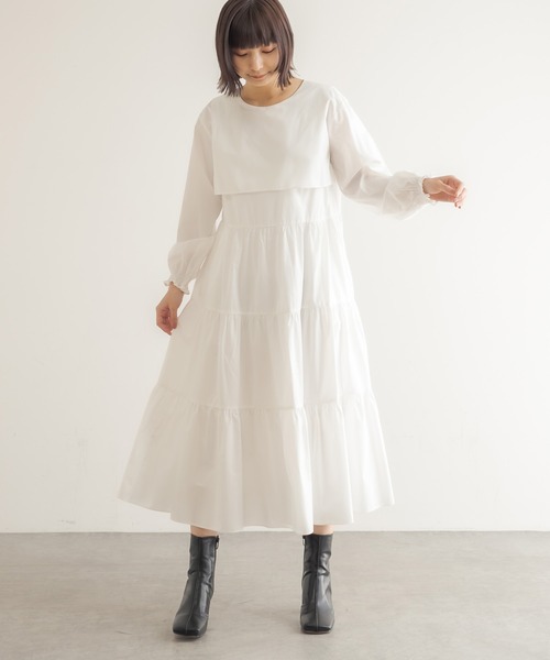 Lui's(ルイス)の「ティアードレイヤーロングワンピース(ワンピース・レディース・ホワイト/ブラック・FREE)」の2枚目の写真