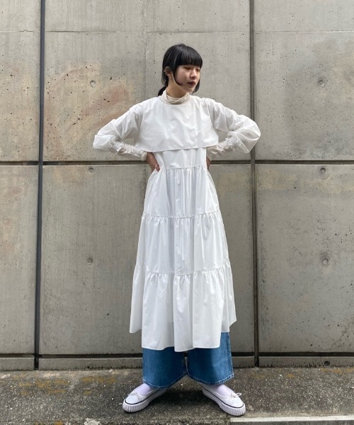 Lui's(ルイス)の「ティアードレイヤーロングワンピース(ワンピース・レディース・ホワイト/ブラック・FREE)」の6枚目の写真