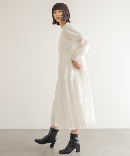 Lui's(ルイス)の「ティアードレイヤーロングワンピース(ワンピース・レディース・ホワイト/ブラック・FREE)」の11枚目の写真