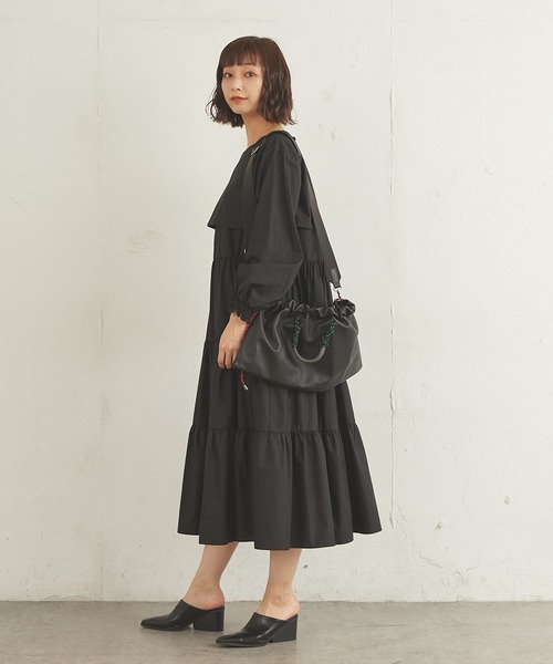 Lui's(ルイス)の「ティアードレイヤーロングワンピース(ワンピース・レディース・ホワイト/ブラック・FREE)」の15枚目の写真