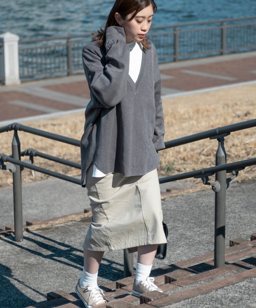 Ambre Neige（アンブルネージュ）の「ミディタイトスカート／【WEB/EC限定商品】（スカート・レディース・グレイッシュベージュ/チャコールグレー・FREE）」の20枚目の写真