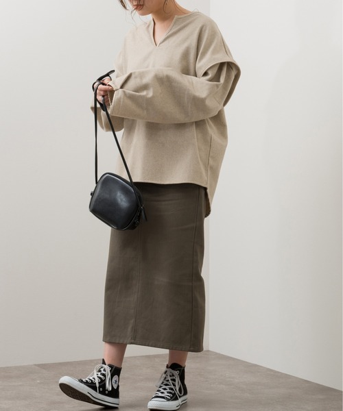 Ambre Neige（アンブルネージュ）の「ミディタイトスカート／【WEB/EC限定商品】（スカート・レディース・グレイッシュベージュ/チャコールグレー・FREE）」の10枚目の写真