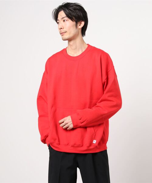 RELAXFIT(リラックスフィット)の「RELAXFIT/リラックスフィット muff pocket crew sweat マフポケットクルースウェット(スウェット・メンズ・グレー/レッド/グリーン/ネイビー・X-LARGE/LARGE)」の1枚目の写真