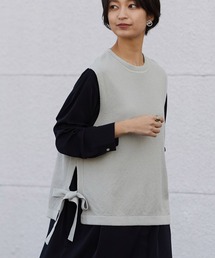 鹿の子コットンニットサイドリボンベスト