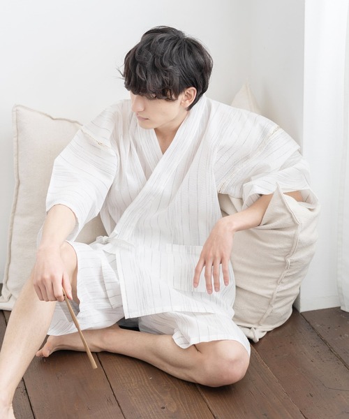 Rocky Monroe(ロッキーモンロー)の「しじら織り セットアップ甚平 上下セット(浴衣・メンズ・ネイビー/ブラック/C/A/B/D/E/F/G・L/LL/M)」の8枚目の写真