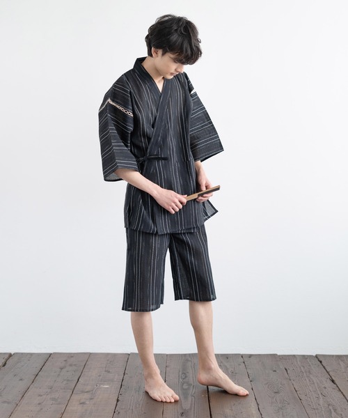 Rocky Monroe(ロッキーモンロー)の「しじら織り セットアップ甚平 上下セット(浴衣・メンズ・ネイビー/ブラック/C/A/B/D/E/F/G・L/LL/M)」の21枚目の写真