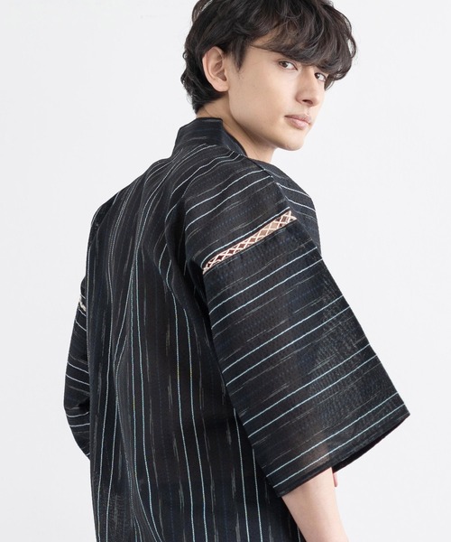 Rocky Monroe(ロッキーモンロー)の「しじら織り セットアップ甚平 上下セット(浴衣・メンズ・ネイビー/ブラック/C/A/B/D/E/F/G・L/LL/M)」の15枚目の写真