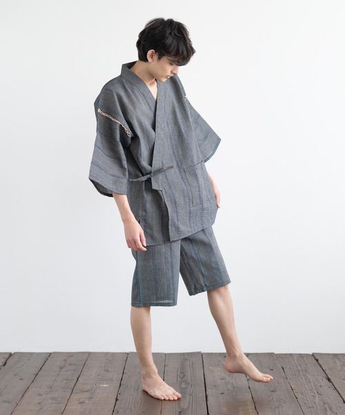 Rocky Monroe(ロッキーモンロー)の「しじら織り セットアップ甚平 上下セット(浴衣・メンズ・ネイビー/ブラック/C/A/B/D/E/F/G・L/LL/M)」の22枚目の写真