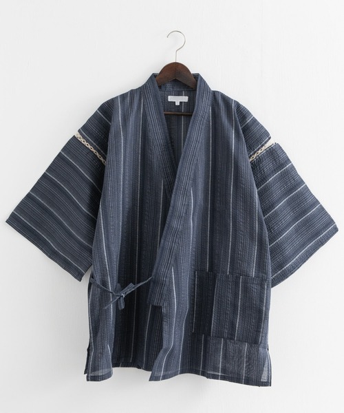 Rocky Monroe(ロッキーモンロー)の「しじら織り セットアップ甚平 上下セット(浴衣・メンズ・ネイビー/ブラック/C/A/B/D/E/F/G・L/LL/M)」の11枚目の写真