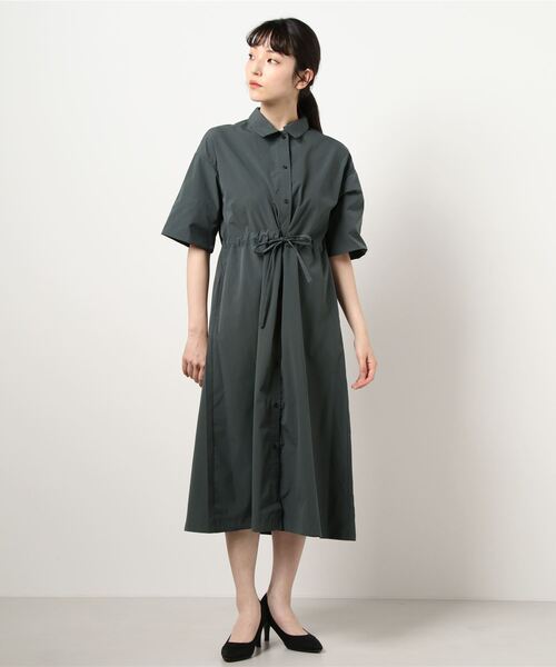 NICOLE white（ニコルホワイト）の「ウエストドロストボックスワンピース（ワンピース・レディース・ブラウン/オフホワイト/グリーン・FREE）」の7枚目の写真