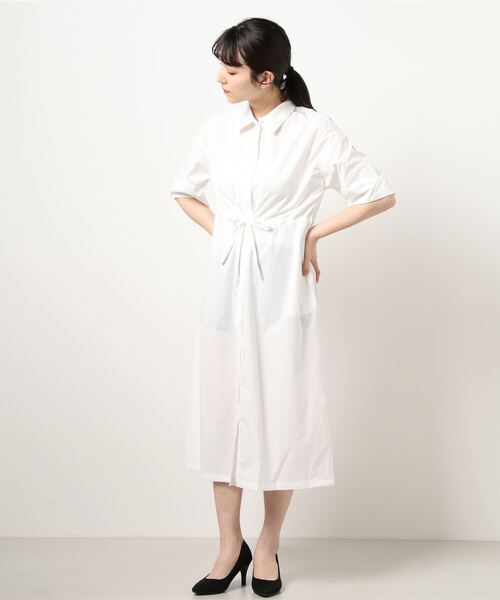 NICOLE white（ニコルホワイト）の「ウエストドロストボックスワンピース（ワンピース・レディース・ブラウン/オフホワイト/グリーン・FREE）」の13枚目の写真