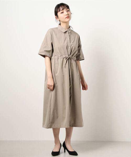 NICOLE white（ニコルホワイト）の「ウエストドロストボックスワンピース（ワンピース・レディース・ブラウン/オフホワイト/グリーン・FREE）」の20枚目の写真