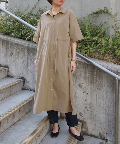 NICOLE white（ニコルホワイト）の「ウエストドロストボックスワンピース（ワンピース・レディース・ブラウン/オフホワイト/グリーン・FREE）」の17枚目の写真