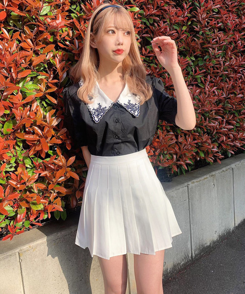 Voyage titty&Co.PETIT(ボヤージュティティアンドコープチ)の「【Voyage titty&Co.】衿ししゅうコットンブラウス(シャツ/ブラウス・レディース・オフホワイト/ブラック・FREE)」の4枚目の写真