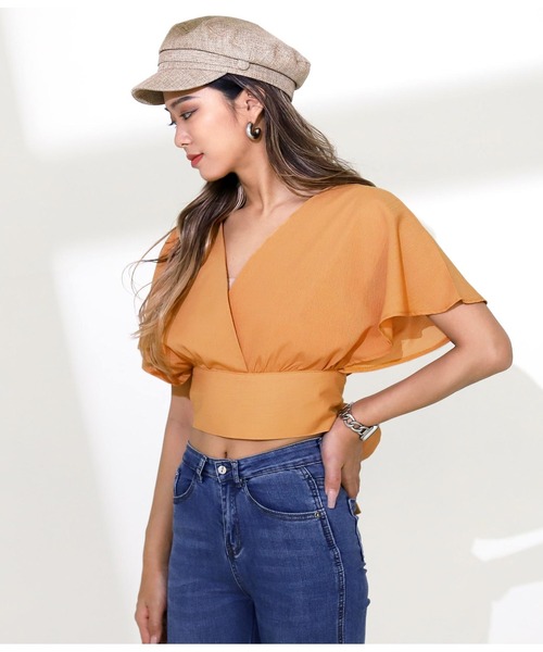 ANAP(アナップ)の「バックリボンカシュクールトップス(Tシャツ/カットソー・レディース・イエロー/ブラック/オフホワイト/グレイッシュベージュ/ライトベージュ・FREE)」の20枚目の写真