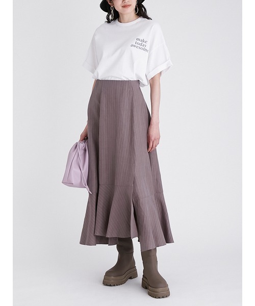 Mila Owen（ミラオーウェン）の「短丈ワイドグラフィックTシャツ（Tシャツ/カットソー・レディース・ベージュ/グリーン/ホワイト・FREE）」の4枚目の写真