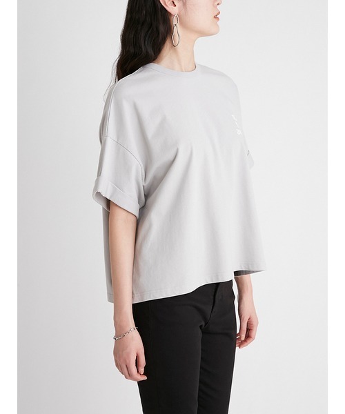 Mila Owen（ミラオーウェン）の「短丈ワイドグラフィックTシャツ（Tシャツ/カットソー・レディース・ベージュ/グリーン/ホワイト・FREE）」の12枚目の写真