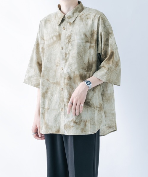 epnok(エプノック)の「タイダイ柄シャツ(シャツ/ブラウス・メンズ・ブラック/カーキ/グレイッシュブルー・LARGE/SMALL/MEDIUM)」の17枚目の写真