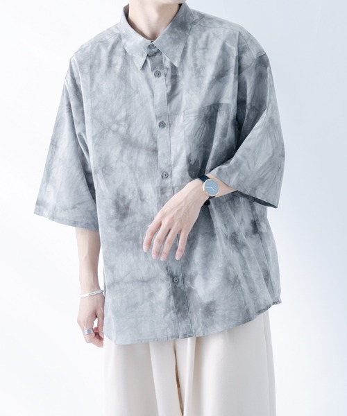 epnok(エプノック)の「タイダイ柄シャツ(シャツ/ブラウス・メンズ・ブラック/カーキ/グレイッシュブルー・LARGE/SMALL/MEDIUM)」の4枚目の写真