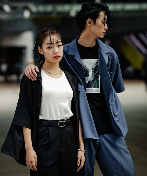 PBLIM（ページボーイリム）の「【PAGEBOYLIM】オープンカラーシャツ（シャツ/ブラウス・レディース・ブラック/サックスブルー・MEDIUM/LARGE）」の3枚目の写真