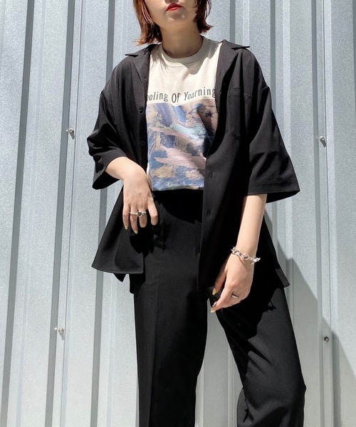 PBLIM（ページボーイリム）の「【PAGEBOYLIM】オープンカラーシャツ（シャツ/ブラウス・レディース・ブラック/サックスブルー・MEDIUM/LARGE）」の6枚目の写真