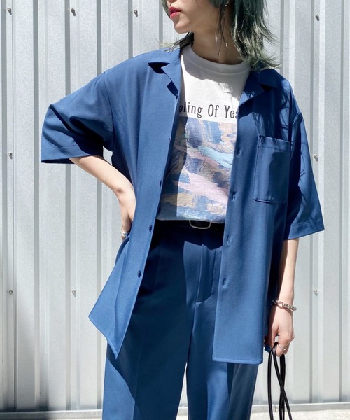 PBLIM（ページボーイリム）の「【PAGEBOYLIM】オープンカラーシャツ（シャツ/ブラウス・レディース・ブラック/サックスブルー・MEDIUM/LARGE）」の14枚目の写真