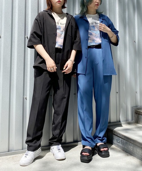 PBLIM（ページボーイリム）の「【PAGEBOYLIM】オープンカラーシャツ（シャツ/ブラウス・レディース・ブラック/サックスブルー・MEDIUM/LARGE）」の15枚目の写真