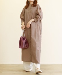 Monocoro toppi | サイドボタンスリット シャツワンピース(シャツワンピース)