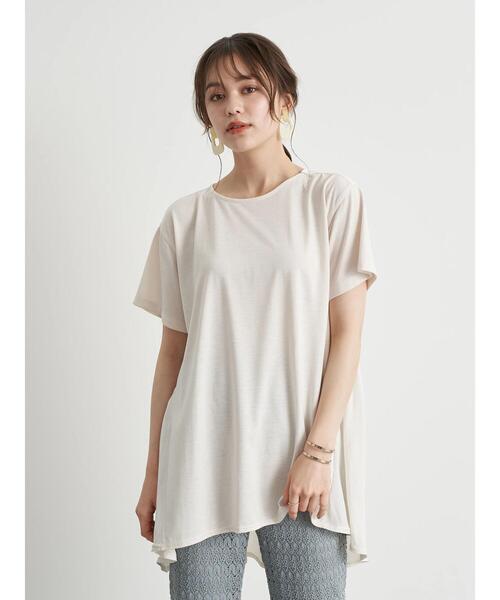 earth music&ecology(アースミュージックアンドエコロジー)の「バックティアードチュニック *(Tシャツ/カットソー・レディース・アイボリー/グレイッシュベージュ/ブラック・FREE)」の7枚目の写真