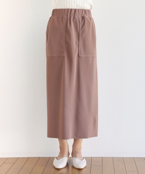 andme（アンドミー）の「ストレッチベイカータイトロングスカート（スカート・レディース・ブラック/ブラウン/ネイビー/グリーン/イエロー・M/L）」の9枚目の写真