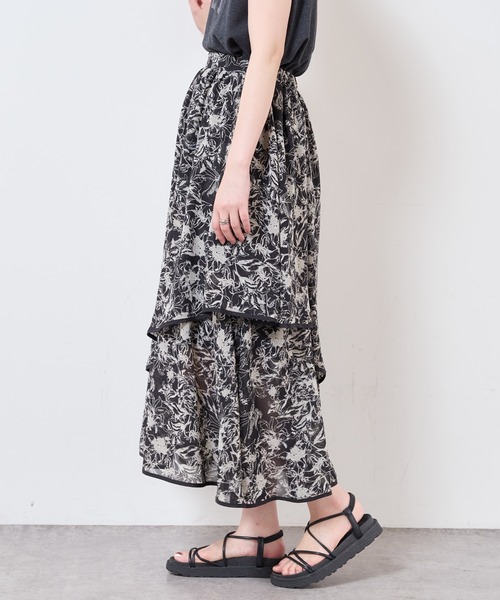 natural couture(ナチュラルクチュール)の「【WEB限定】花柄ランダムヘムパイピングスカート(スカート・レディース・アイボリー/ブラック/ピンク・FREE)」の17枚目の写真