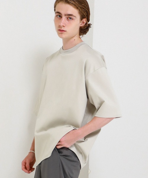 BESPOKE TOKYO（ビスポークトウキョウ）の「【BESPOKE TOKYO】DOUBLE BLEND COTTON CREW NECK OVER SIZE TEE（Tシャツ/カットソー・メンズ・ブラック/ベージュ/オフホワイト・2/3）」の2枚目の写真