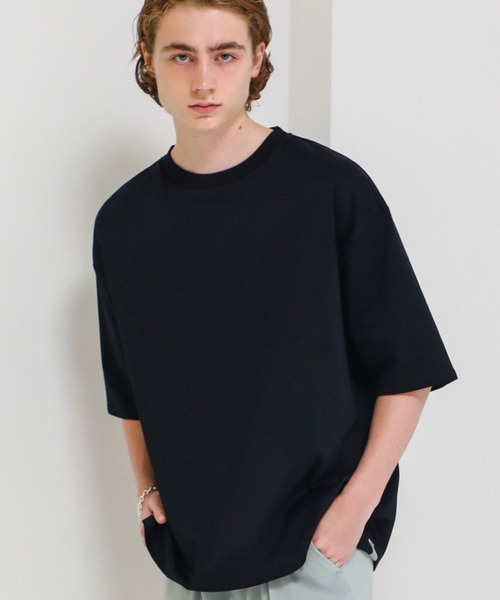 BESPOKE TOKYO（ビスポークトウキョウ）の「【BESPOKE TOKYO】DOUBLE BLEND COTTON CREW NECK OVER SIZE TEE（Tシャツ/カットソー・メンズ・ブラック/ベージュ/オフホワイト・2/3）」の3枚目の写真