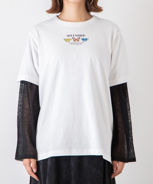 WEGO(ウィゴー)の「WEGO/ButterflyモチーフプリントTシャツ(Tシャツ/カットソー・レディース・ホワイト/ブラック・SMALL/MEDIUM/LARGE/X-LARGE)」の9枚目の写真