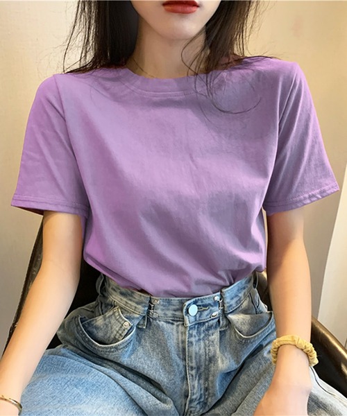 Anuenue（アヌエヌエ）の「レディース クルーネックカラーTシャツ（Tシャツ/カットソー・レディース・ブラック/パープル/レッド/オフホワイト/イエロー/グリーン・FREE）」の4枚目の写真