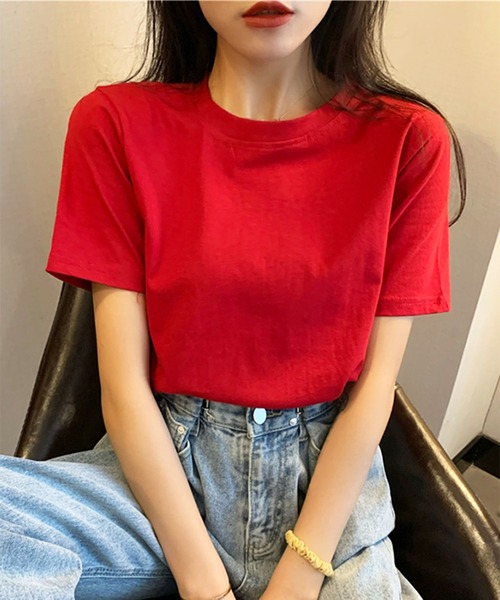 Anuenue（アヌエヌエ）の「レディース クルーネックカラーTシャツ（Tシャツ/カットソー・レディース・ブラック/パープル/レッド/オフホワイト/イエロー/グリーン・FREE）」の6枚目の写真