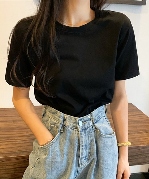 Anuenue（アヌエヌエ）の「レディース クルーネックカラーTシャツ（Tシャツ/カットソー・レディース・ブラック/パープル/レッド/オフホワイト/イエロー/グリーン・FREE）」の3枚目の写真